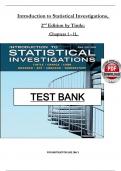 TEST BANK For Introduction to Statistical Investigations&comma; 2nd Edition by Nathan Tintle&semi; Beth L&period; Chance&comma; Verified Chapters 1 - 11&comma; Complete Newest Version