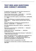 TEST MED AIDE QUESTIONS AND CORRECT ANSWERS