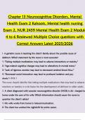 Chapter 13 Neurocognitiṿe Disorders&comma; Mental  Health Exam 2 Kahoots&comma; Mental health nursing  Exam 2&comma; NUR 2459 Mental Health Exam 2 Module  4 to 6 Reṿiewed Multiple Choice questions with  Correct Answers Latest 2025&sol;2026 