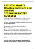LES 305 - Week 3 Reading questions and answers 2025&lpar;GUARANTEED SUCCESS&rpar;&period;