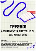 TPF2601 Assignment 4 - Portfolio 51 &vert; Due August 2025