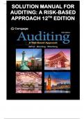 SOLUTION MANUAL FOR  AUDITING&colon; A RISK-BASED  APPROACH 12TH EDITION by Karla Johnstone-Zehms