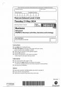 2024 PEARSON  EDEXCEL A LEVEL GCE BUSINESS PAPER 2 QUESTION PAPER  9BS0&sol;02