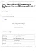 Tudors History A level AQA Comprehensive Questions and Answers 100&percnt; Accuracy &vert;Updated 2025