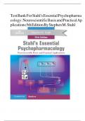 Test Bank For Stahl's Essential Psychopharmacology&colon; Neuroscientific Basis and Practical Applications 5th Edition