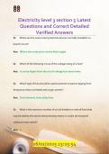 Electricity level 3 section 5 Latest  Questions and Correct Detailed  Verified Answers 