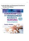 complete test bank for Leadership Roles and Management Functions in Nursing &lpar;11th Edition&rpar; by Huston&comma; covering chapters 1 through 25&period; It includes exam-style questions across key nursing leadership and management topics such as decision-making&comma; delegation&comma;