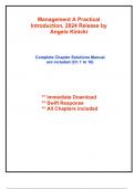 Solutions for Management A Practical Introduction&comma; 2024 Release by Kinicki &lpar;All Chapters included&rpar;
