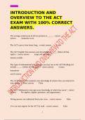 INTRODUCTION AND OVERVIEW TO THE ACT EXAM WITH 100&percnt; CORRECT ANSWERS&period;