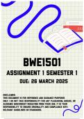 BWE1501 Assignment 1 Semester 1 &vert; Due 26 March 2025