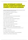HOSA VETERINARY SCIENCE ACTUAL EXAM QUESTIONS WITH CORRECT DETAILED ANSWERS 