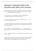 Michigan's residential builder Exam Questions With 100&percnt; Correct Answers