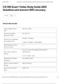 CIS 505 Exam 1 Notes Study Guide 2025 Questions and Answers 100&percnt; Accuracy