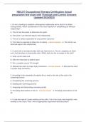 NBCOT Occupational Therapy Certification Actual preparation test exam with Thorough and Correct Answers Updated 2024&sol;2025