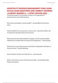 HOSPITALITY REVENUE MANAGEMENT FINAL EXAM ACTUAL EXAM QUESTIONS AND CORRECT ANSWERS &vert; ALREADY GRADED A&plus; &vert; LATEST EDITION 2025