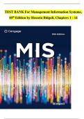TEST BANK For Management Information Systems&comma;  10th Edition by Hossein Bidgoli&comma; Chapters 1 - 14 