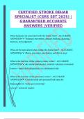 CERTIFIED STROKE REHAB SPECIALIST &lpar;CSRS SET 2025&rpar; &vert;GUARANTEED ACCURATE ANSWERS &vert;VERIFIED