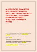 IV CERTIFICATION EXAM&comma; BRAND NEW EXAM QUESTIONS WITH 100&percnt; CORRECT VERIFIED ANSWERS&comma; ALL GRADED A&plus;&comma; LATEST EXPERT PREMIUM UPDATE&lpar;2025-2026&rpar;&vert;>100&percnt; GUARANTEED SUCCESS&period;
