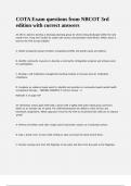 COTA Exam questions from NBCOT 3rd edition with correct answers