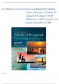 Test Bank For Lemone&Burke&Bauldoff&Gubrud&comma; Medical-Surgical Nursing 6th Edition All Chapters With Rationales 100&percnt; Complete A&plus; Guide Available In PDF