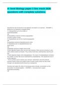 A- level Biology paper 2 Dec mock 2020 questions with complete solutions