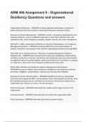 ARM 400 Assignment 9 - Organizational Resiliency Questions and answer