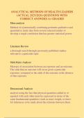 ANALYTICAL METHODS OF HEALTH LEADERS  &lpar;ACTUAL 2025&sol;2026&rpar; QUESTIONS WITH  CORRECT ANSWERS A&plus; GRADED