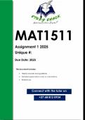 MAT1511 Assignment 2 &lpar;QUALITY ANSWERS&rpar; 2025