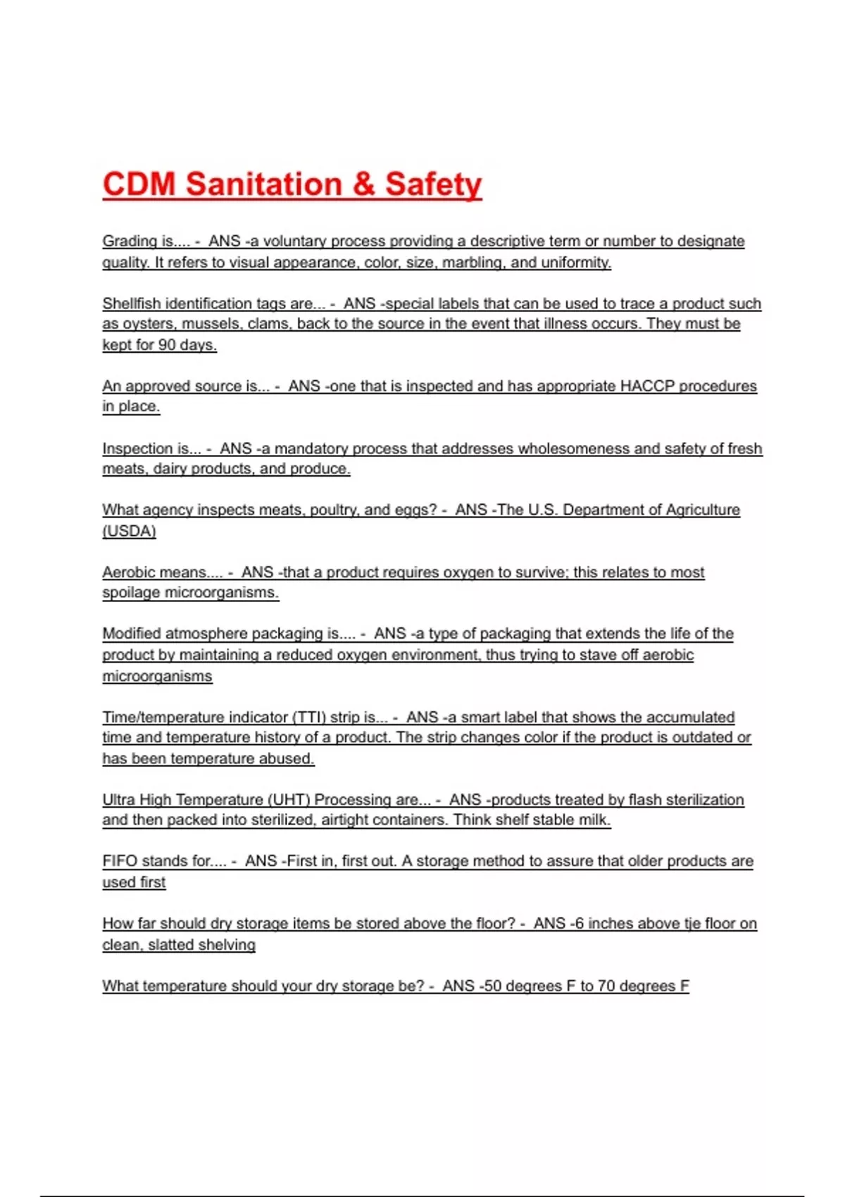 CDM Sanitation & Safety Exam Questions with correct Answers 2025/2026 ...