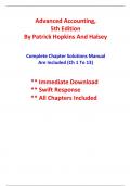 Solution manual For Advanced Accounting&comma; 5th Edition by Robert F&period; Hopkins&comma; Patrick E&period;&semi; Halsey 