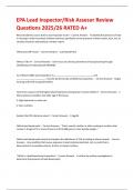 EPA Lead Inspector&sol;Risk Assesor Review Questions 2025&sol;26 RATED A&plus; 