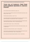 Texas Law of Contracts- Final Exam Latest Updated Questions & Answers Passed &excl;&excl;&excl;&period;pdf