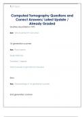 Computed Tomography Questions and  Correct Answers&sol; Latest Update &sol;  Already Graded