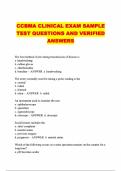 CCBMA CLINICAL EXAM SAMPLE TEST QUESTIONS AND VERIFIED ANSWERS