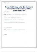 Computed Tomography Questions and Correct Answers&sol; Latest Update &sol; Already Graded