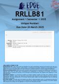 RRLLB81 Assignment 1 &lpar;ANSWERS&rpar; Semester 1 2025 - DISTINCTION GUARANTEED