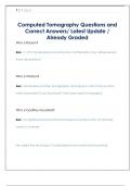 Computed Tomography Questions and  Correct Answers&sol; Latest Update &sol;  Already Graded