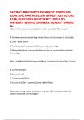 SANTA CLARA COUNTY PARAMEDIC PROTOCOLS EXAM AND PRACTICE EXAM NEWEST 2025 ACTUAL EXAM QUESTIONS AND CORRECT DETAILED ANSWERS &lpar;VERIFIED ANSWERS&rpar; &vert;ALREADY GRADED A&plus;