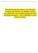  TEST BANK FOR KELTNER&rsquo;S  PSYCHIATRIC NURSING&comma; 9TH EDITION BY DEBBIE  STEELE ALL CHAPTER 1-36 COVERED QUESTIONS AND ANSWERS GRADED A&plus; 100&percnt; VERIFIED &vert;LATEST UPDATE&vert; &vert;2025-26&vert;