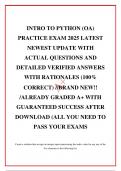  INTRO TO PYTHON &lpar;OA&rpar; PRACTICE EXAM 2025 LATEST NEWEST UPDATE WITH  ACTUAL QUESTIONS AND DETAILED VERIFIED ANSWERS WITH RATIONALES &lpar;100&percnt; CORRECT&rpar; &sol;&sol;BRAND NEW&excl;&excl; &sol;ALREADY GRADED A&plus; WITH GUARANTEED SUCCESS AFTER DOWNLOAD &lpar;ALL YOU NEED TO PASS YOUR EXAMS