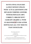 DAVITA FINAL EXAM 2025 LATEST NEWEST UPDATE   WITH  ACTUAL QUESTIONS AND DETAILED VERIFIED ANSWERS WITH RATIONALES &lpar;100&percnt; CORRECT&rpar; &sol;&sol;BRAND NEW&excl;&excl; &sol;ALREADY GRADED A&plus; WITH GUARANTEED SUCCESS AFTER DOWNLOAD &lpar;ALL YOU NEED TO PASS YOUR EXAMS