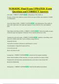 NUR1025C Final Exam UPDATED  Exam  Questions and CORRECT Answers 