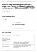 Texas Certified Applicator Exam prep 2025 Actual exam &lpar;Testing Real Exam Questions&rpar;and verified Answers &lpar; 100&percnt; accurate&rpar; GET IT RIGHT&excl;&excl;