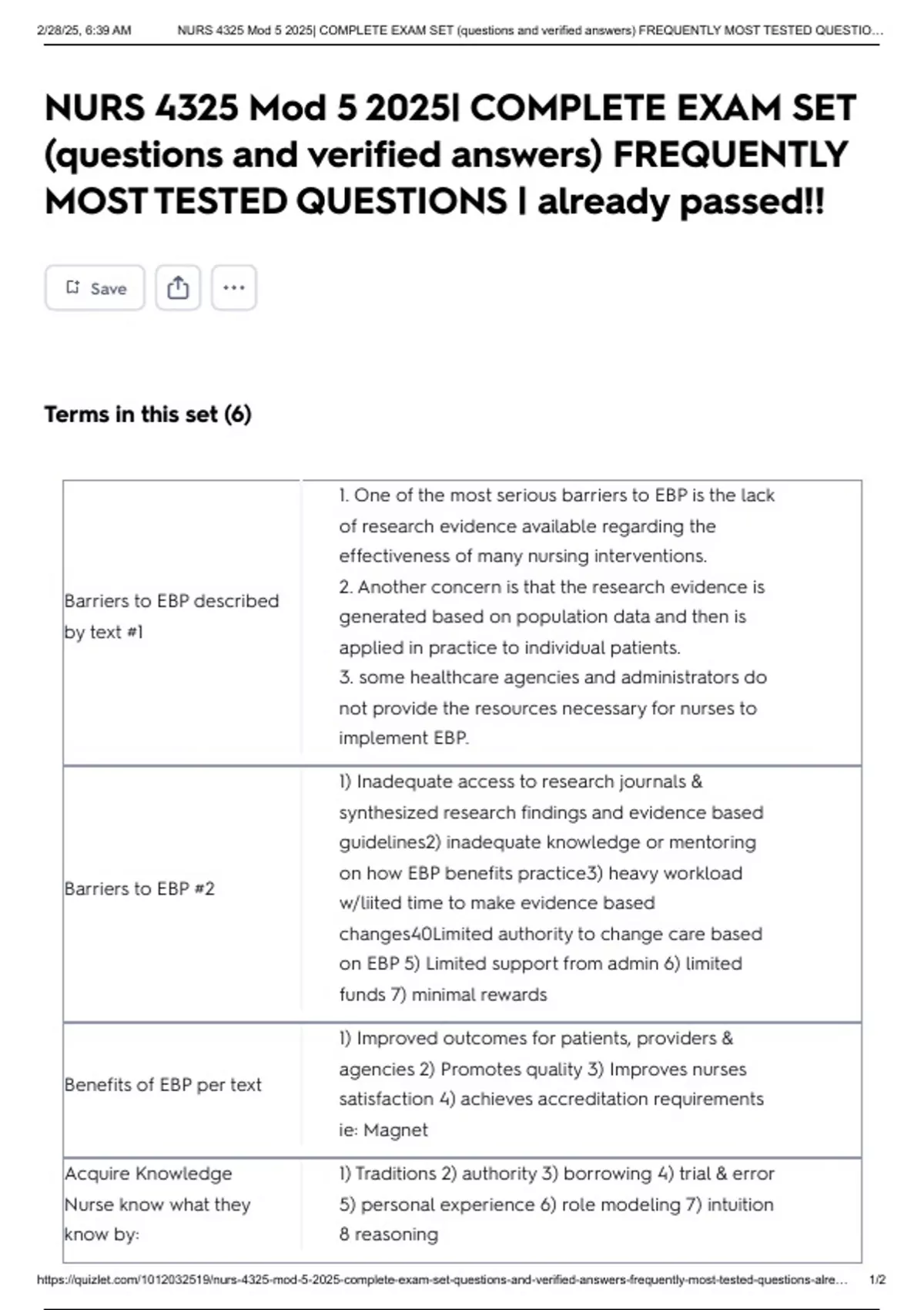 NURS 4325 Mod 5 2025| COMPLETE EXAM SET (questions and verified answers ...