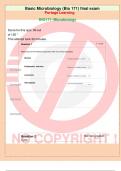 Basic Microbiology &lpar;Bio 171&rpar; final exam Portage Learning BIO171- Microbiology