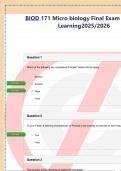 BIOD 171 Micro biology Final Exam Portage  Learning2025&sol;2026