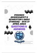 FIS2603 Assignment 2 Semester 1 2025 &lpar;739210&rpar; - DUE 17 April 2025