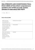ISSA STRENGTH AND CONDITIONING FINAL EXAM &lpar;2025&rpar; ACTUAL EXAM comprehensive questions and verified accurate solution &lpar;detailed & elaborated&rpar; 2025 TEST&excl;&excl;