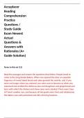 Accuplacer Reading Comprehension Practice Questions &sol; Study Guide Exam Newest Actual Questions & Answers with Rationales &lpar;A&plus; Guide Solution&rpar;