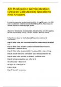 ATI Medication Administration &lpar;Dosage Calculation&rpar; Questions And Answers